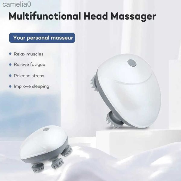 Massageadores elétricos Massageador de cabeça elétrica para couro cabeludo para crescimento de cabelo, estresse, relaxamento com 4 cabeças de massagem, massageador corporal, cuidados de saúde, relaxamento, ombro, pescoçoL231220