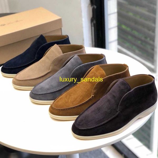 Open Walk Chukka Boots Designer Loropinas Sapatos Masculino Deus entra em Dongguan para produzir Loropinas italianas Sapatos de cano alto Camurça Fundo plano Sapatos casuais masculinos Lp Lefu S HB0L