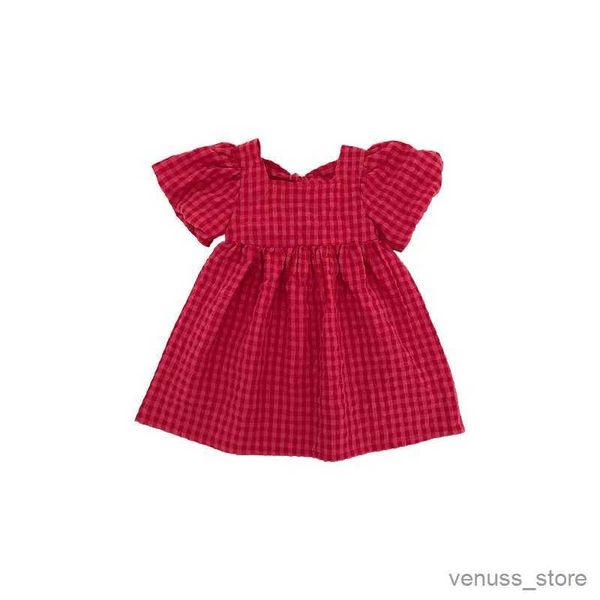 Mädchen Kleider Mädchen Hubble-Bubble-Ärmel süßes Kleid Sommer Kinder Baby Kinder Rand Bowknot Rückenless Prinzessin Party Kleid Vestidos