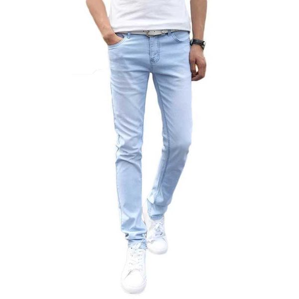 Männer Jeans 2023 Neue Männer Stretch Skinny Jeans Männliche Designer Marke Super Elastische Gerade Hosen Jeans Slim Fit Mode Jeans sky blueL2312
