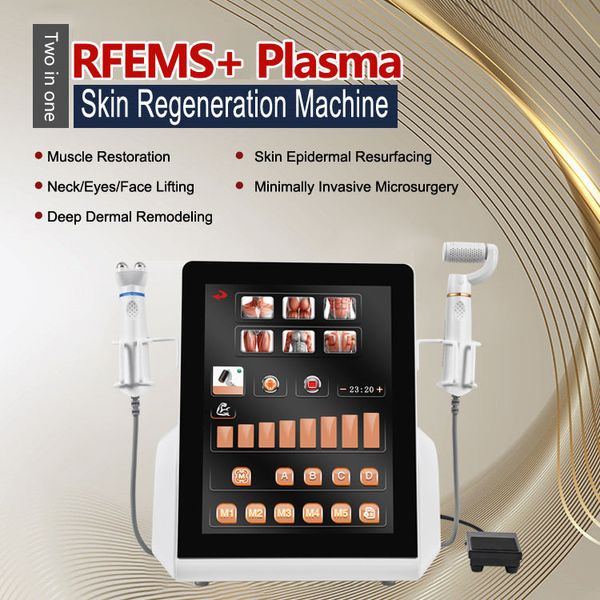 Многофункциональная 2 в 1 Ems Rf плазменная машина для контурирования лица Плазменная машина для удаления прыщей на коже Ems Подтяжка кожи шеи Дезинфекция плазменной косметической машины