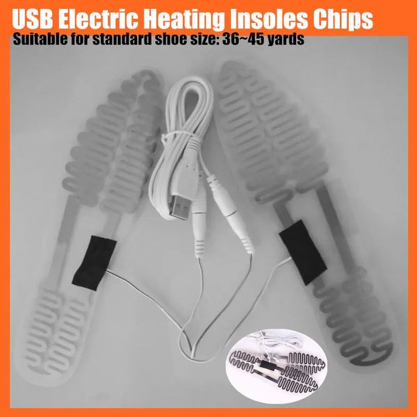 Schuhteile-Zubehör, USB-elektrische Heizeinlegesohlen, Chips, transparentes PET, hochwertige Metall-Heizfolie, passend für 36–45 Yards warme Einlegesohlen im Freien, Winter, 231219