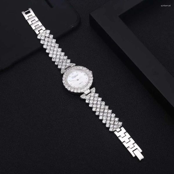 Braccialetti di collegamento Jankelly Good Qualtiy Zircone Elements Leaf Bracciale Crystal Austrian Crystal Watch per la festa di matrimonio Gioielli di moda 2023