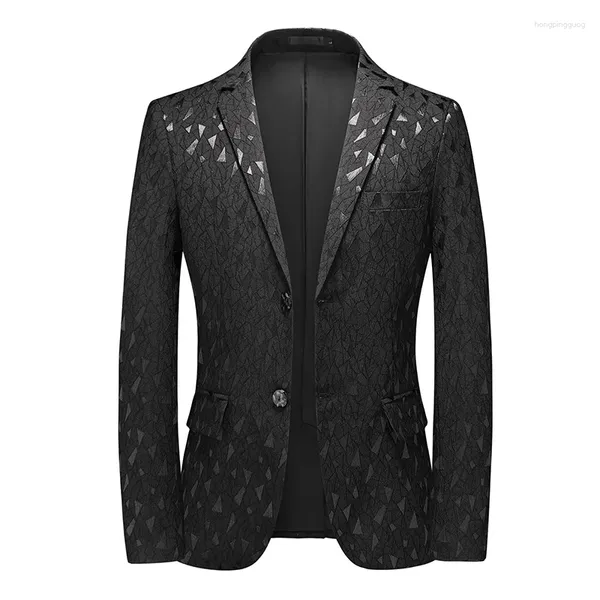 Herrenanzüge, klassischer schwarzer Jacquard-Anzug, Business-Freizeitmantel, Größe 6XL-S, modische Herren-Hochzeitsfeier, Smoking-Kleid, Blazer, Slim-Fit-Oberteile