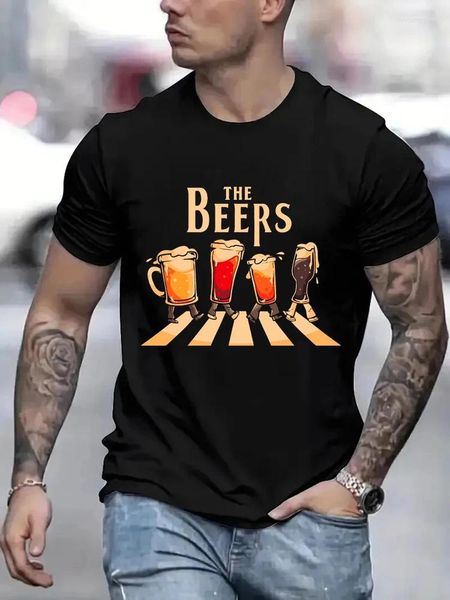 Camisetas masculinas The Beers Printing Men Tee Respirável Marca Tops Street Fashion T-shirt Mens Casual Summer T-shirts