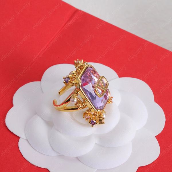 Anel de ametista designer ouro elegante requintado anéis de cluster para noivado feminino casamento nupcial presente jóias