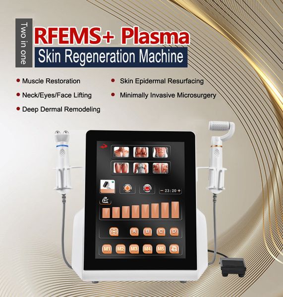 Nova chegada portátil plasma acne tratamento ems rf 2 em 1 alisamento da pele face lifting anti-bactérias anti-envelhecimento massageador da pele