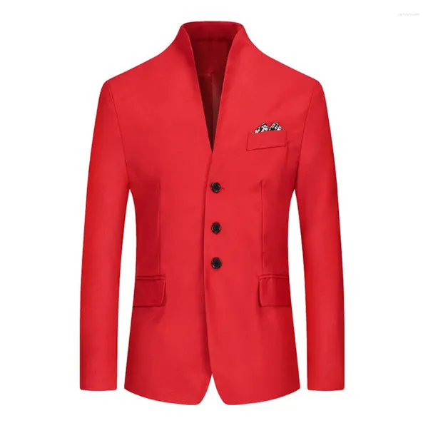 Ternos masculinos terno formal blazer fino ajuste gola jaqueta de trabalho botão casaco moda elegantes casacos usar homem