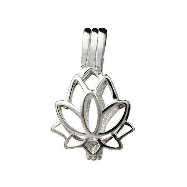 Lotusblüten-Anhänger, kleine Medaillons, 925er Sterlingsilber, Geschenk, Liebeswünsche, Perlenkäfig, 5 Stück2721