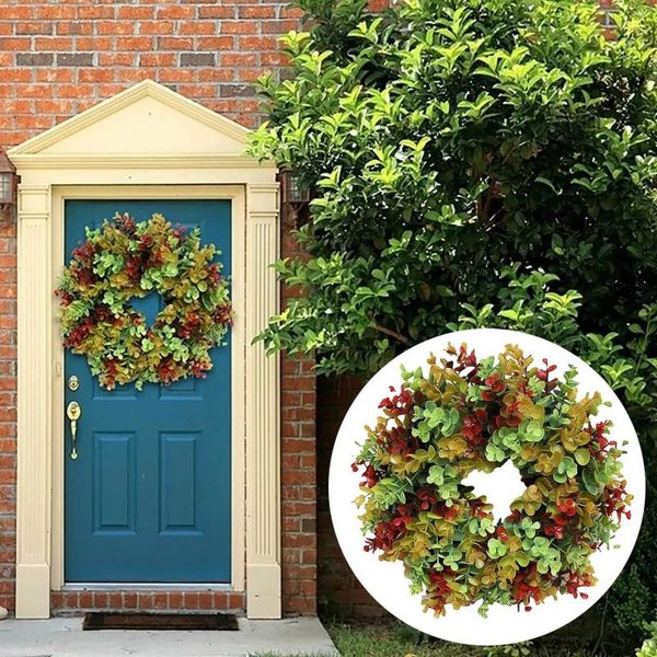 Flores decorativas floco de neve sinal de boas-vindas grinalda 18 Polegada decorações de porta ao ar livre conjunto de 3 grinaldas cabide outono simulação decoração