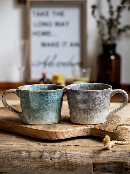 Caffettiere Super resistenti con motivo ad acqua, tazza con streamer vintage in ceramica leggermente difettosa