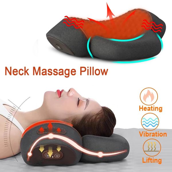 Travesseiros massageadores de pescoço, travesseiro elétrico de massagem no pescoço, travesseiro ortopédico para dormir, massageador de costas e pescoço, compressa vibratória, alívio da dor 231220
