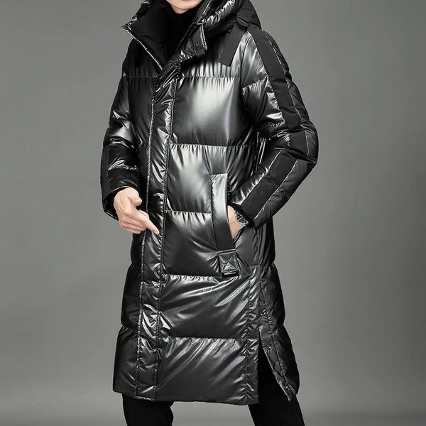 Men Winter Down Jacke Long Parka Coat White Enten Outwear Mode glänzende Kapuze dicker warmer Mantel 231020