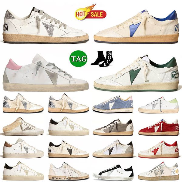 Top Fashion 2024 OG Plataforma Esportiva Couro Skate Baixo Golden Gooooses Sapatilhas Prata Preto Branco Goode Plate-forme Mens Mulheres Ball-Star Trainers Mocassins