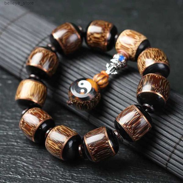 Браслеты-подвески оптом, оригинальные мужские и женские браслеты Diy диаметром 20 мм из золотого шелка, инкрустированные бамбуком, браслет из черного дерева и браслет из бамбуковых бусинL23121
