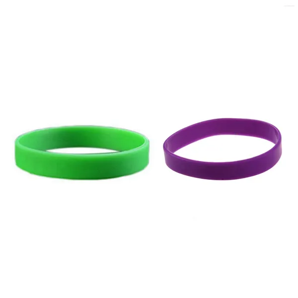 Pulseiras de charme 2 pcs moda de silicone de borracha de pulseira pulseira pulseira pulseira púrpura verde