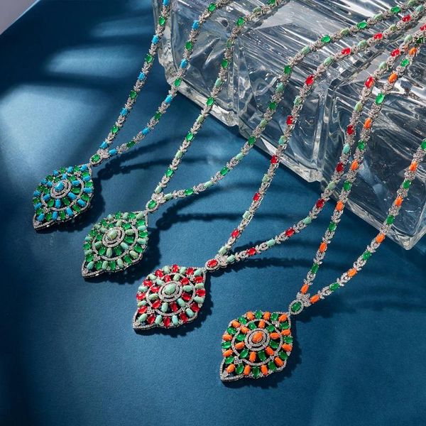 Комплект ожерелья и серег, трендовые длинные серьги с бирюзой и цирконием, кольцо для женщин, алжирский бесплатный подарок, оптовая продажа