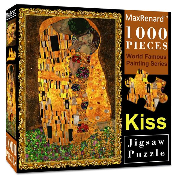 3D Puzzles Maxrend Jigsaw Puzzle 1000 peças para obras de arte fine para adultos Klimt The Kiss Ambientalmente amigável Papel Christmas Gift Toy 231219