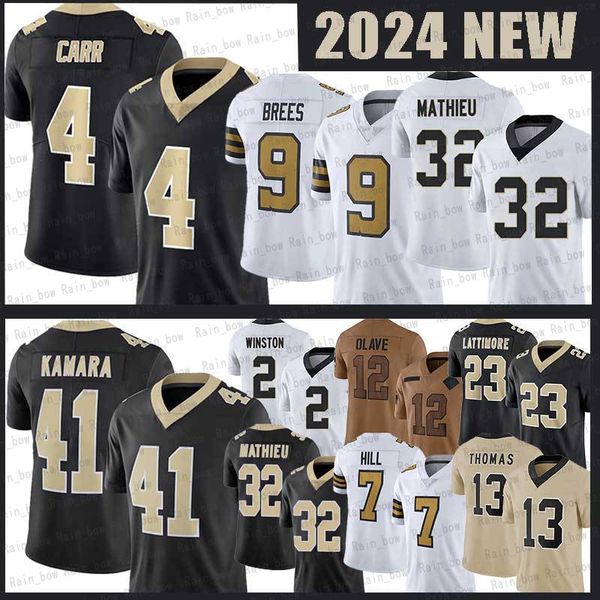 Großhandel Alvin Kamara Derek Carr Football Trikots Draw Brees Chris Olave Marshon Lattimore Taysom Hill Cameron Michael Thomas Tyrann Mathieu Rashid Shaheed Jamei