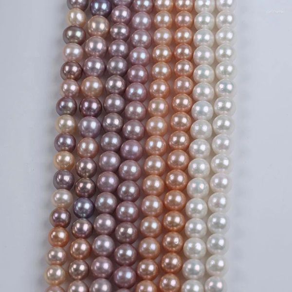 Catene Vendita 10-12mm Perla d'acqua dolce Naturale Bianco Rosa Colore viola Rotondo Edison Perle sciolte String Strand per la creazione di gioielli