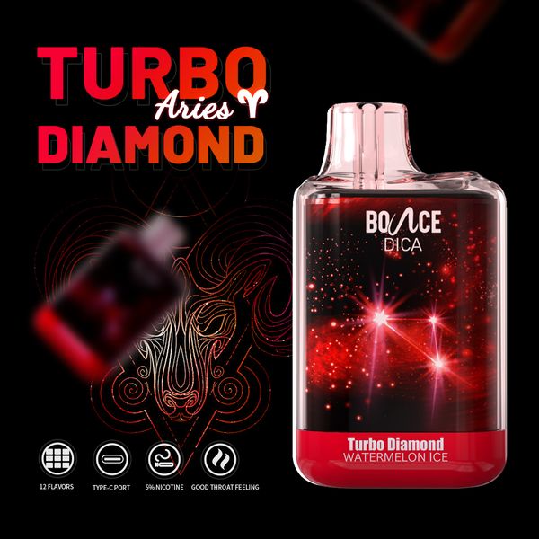 2023 Nuovo arrivo E Sigaretta Bounce Turbo Diamond 6000puffs 5% Nic Penna Vape usa e getta 13ml E-jiuce