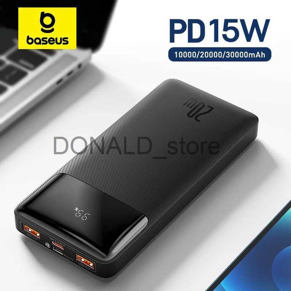 Handy-Powerbanks Baseus 15W Power Bank 10000 mAh 20000 mAh 30000 mAh Tragbares Schnellladegerät mit hoher Kapazität Power Library für iPhone Xiaomi J231220