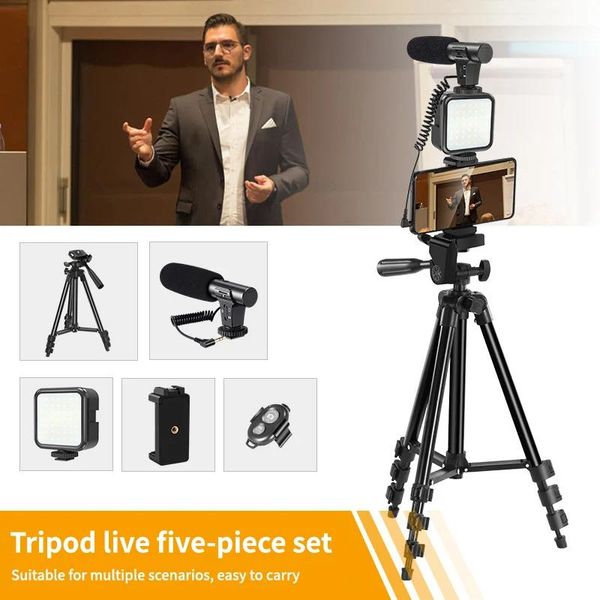 Supporti Jumpflash DSLR SLR Telefono Vlog Treppiede Kit Vlogging Live Selfie Fill Light Integrazione con telecomando Microfono Luce LED