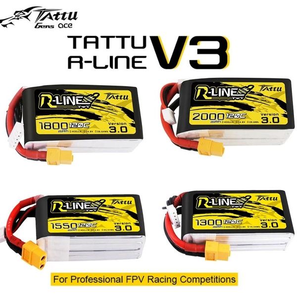 Accessoires Tattu Rline Rline V3 3.0 120c 1050/1300/1550/1800/2000mah 4s 5s 6s, sangle de batterie Lipo, prise Xt60, Drone de course Fpv Rc Quadcopter