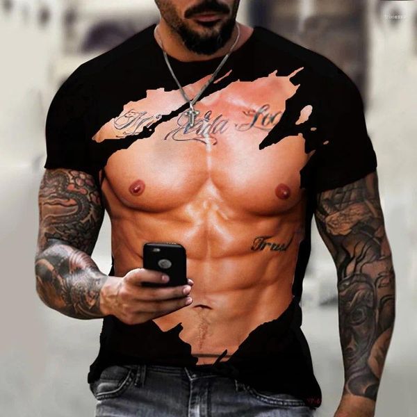 T-shirt da uomo T-shirt muscolare T-shirt stampata 3d O-Collo Casual Abbigliamento estivo maschile Uomo T-shirt a maniche corte per tutti i giorni Magliette oversize 6xl