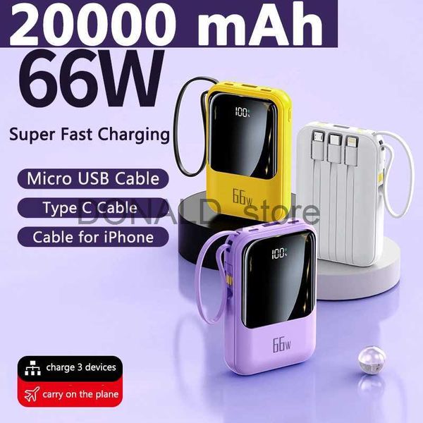Banche di alimentazione per telefoni cellulari Mini Power Bank mobile da 66 W 20000 mAh Caricabatteria esterno a ricarica super veloce Pd 20 W Powerbank veloce per Iphone Huawei Samsung J231220