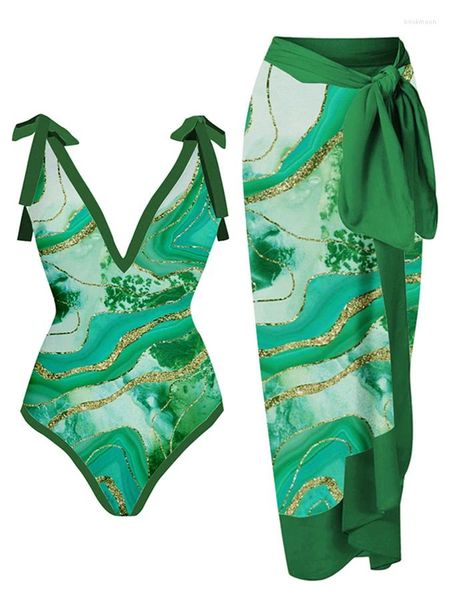 Kadın Mayo Vintage Baskı Colorblock Plajı Tek Parçalı Mayo Bikini 2023 Kadın Moda Elegance Lüks Yaz Seksi Erotik Takım