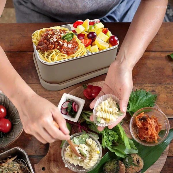 Stoviglie in acciaio inossidabile Lunch Box portatile isolato a prova di perdite con scomparti per posate per uffici scolastici Forniture per la cucina di casa