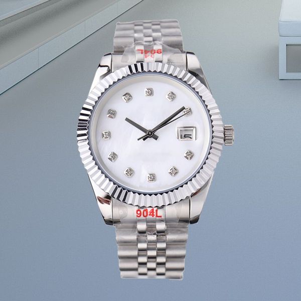 Relógio de quartzo feminino 31mm relógio mecânico masculino 36mm 41mm movimento automático 904 corrente de aço espelho de safira à prova d'água brilho noturno mostrador branco simples relógios elegantes