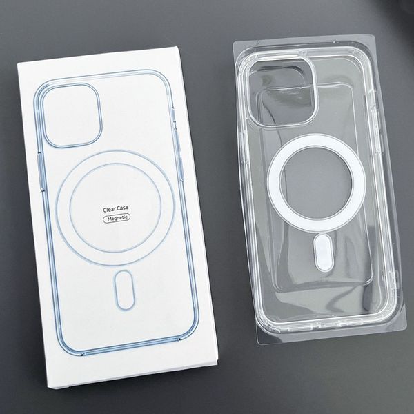 Magnetische Hülle für iPhone 15 Pro Max 14 13 12 11 Pro XS XR 7 8 Plus Wireless Charging Case Soft TPU Transparent Clear Cover Stoßfeste Handyhüllen