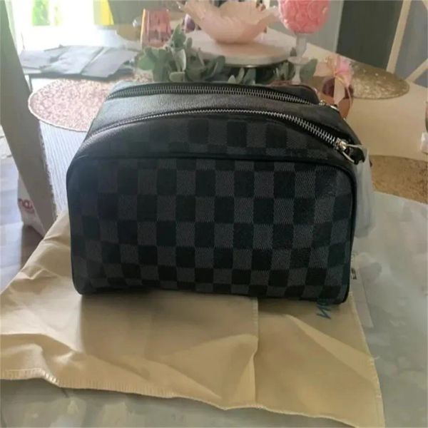 Designer sacos de cosméticos duplo zíper homens viajando saco de toalete mulheres lavar grande capacidade de higiene pessoal bolsa sacos de maquiagem com saco para o pó clássico