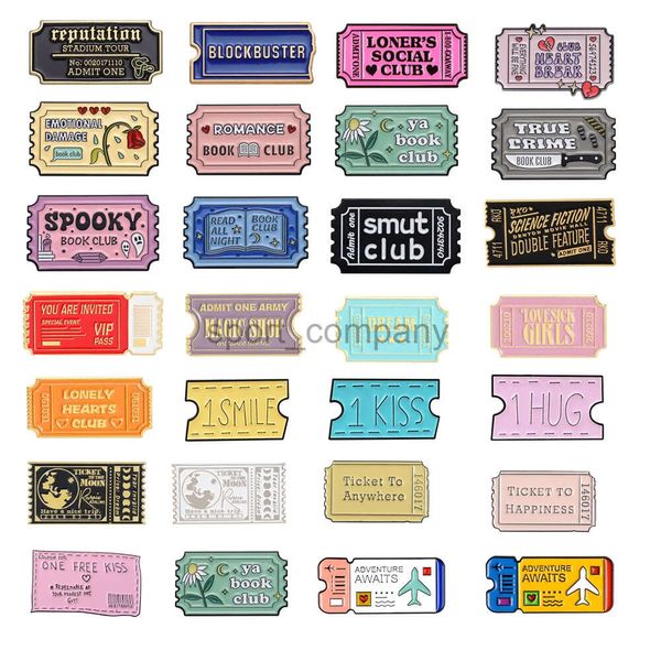 Ticket criativo Broche Broche Stamp Social Book Club Shop Magic Shop Lonely Plan Ticket Metal Metal Badge Punk Lapeel Pins Jóias