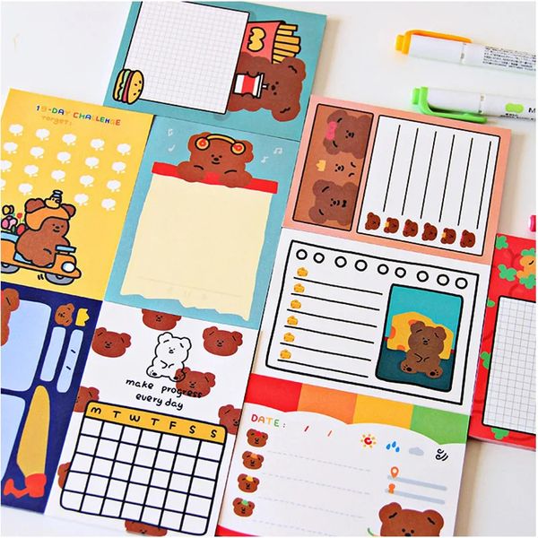 50 Planejador de folhas Sticky Notes Memo Pad Notebooks para fazer a lista colorida Funny School Office Supplies Stationery 231220