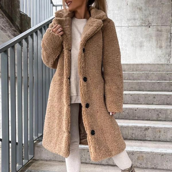 Giubbotti da uomo Trench da donna Cappotto in peluche addensato Cappotto autunno inverno Monopetto Teddy Jacket Stile lungo Outwear Streetwear