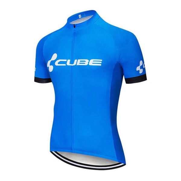 2021 Cube Team Mens 100% Полиэфир Ecling Jersey Summer Smost Dry Короткие рукава MTB Рубашка для велосипедов.