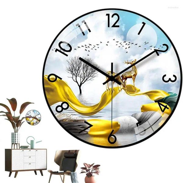 Настенные часы, современные часы, декор, 8 дюймов, простые, круглые, маленькие, без тикания, для гостиной, спальни, кабинета