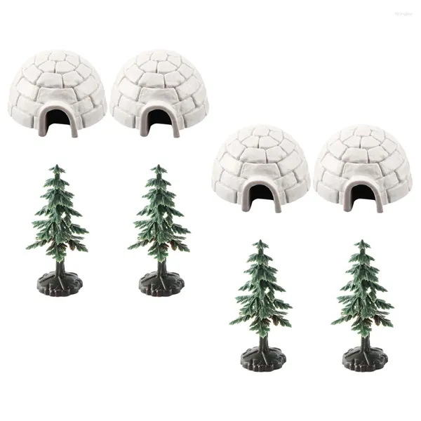Decorazioni da giardino Igloo Model Ice House Mini Alberi di Natale Decorazioni per la casa Figure per animali Ornamento di plastica