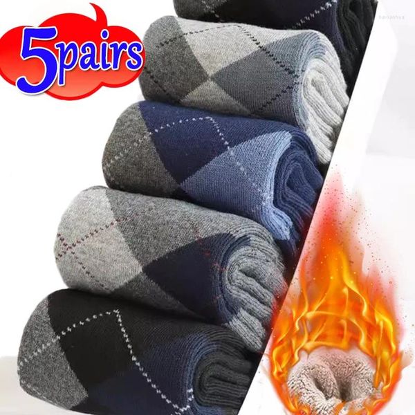 Erkek Çoraplar 5 Fays Kış Merino Yün Süper Kalın Sıcak Yüksek Kaliteli Harajuku Kar Gündelik Antifriz Kaşmir Erkekler