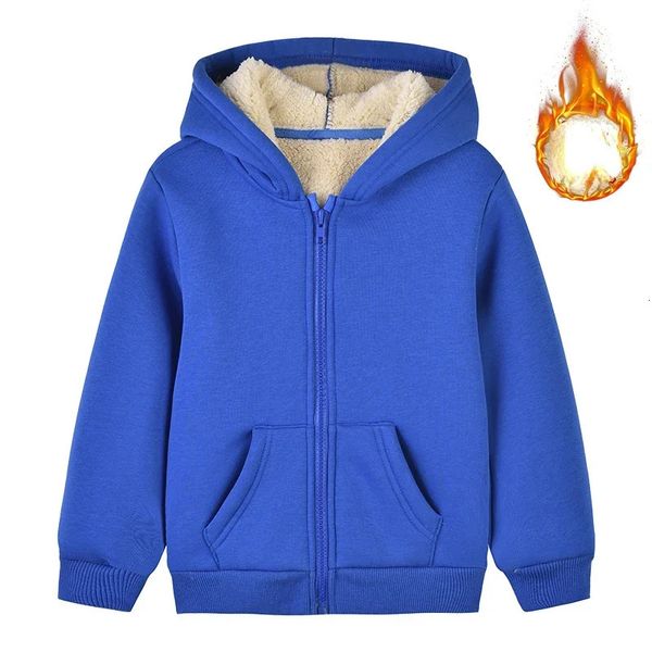 Unissex inverno velo hoodies para meninos moletom casual engrossar quente crianças zíper casaco tops 8 9 10 12 anos meninas roupas cotumes 231219