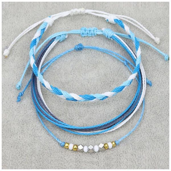 Filo di 3 pezzi/set braccialetti intrecciati con filo di cera impermeabile braccialetto buddista tibetano multicolore fatto a mano da donna gioielli di yoga di amicizia