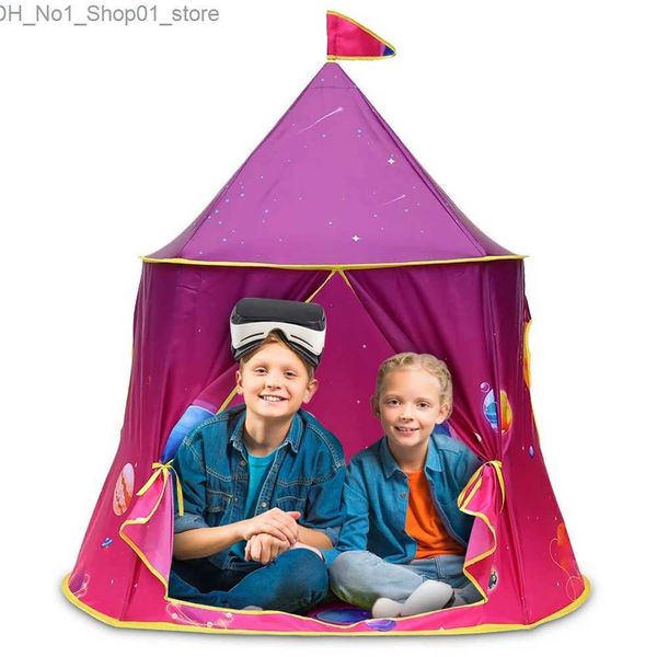 Spielzeugzelte lila rosa Kinderzelt Spielzeugzelte Teepe für Kinder im Freien Camping Zelt 116*120 cm Universe Journey Indoor Kinderspielzelte Q231220