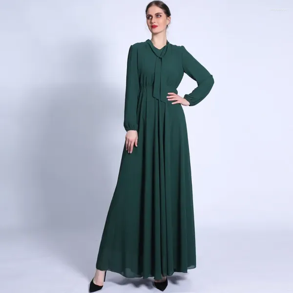 Abbigliamento etnico Khimar Chiffon Eid Solido Abito musulmano Donna Abaya Kimono Abiti Hijab Caftano Ramadan Jilbab Abito lungo Islam 2023