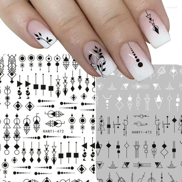 Adesivi per unghie 1 pz Decalcomanie per adesivi 3D in bianco nero Fresco lettera inglese Decorazione artistica Design per manicure fai-da-te Regalo di Natale e anno