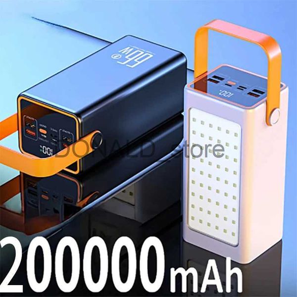 Mobiele telefoon Power Banks Power Bank 200000mah hoge capaciteit 66W snelle lader powerbank voor iPhone laptop batterie externe led camping licht zaklamp J231220