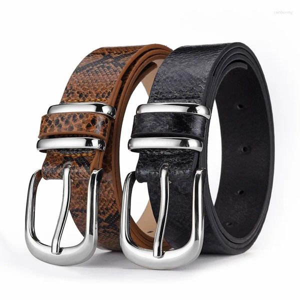 Kemerler Retro PU Kemer Kadınlar için Tasarımcı Yılan Leopar Baskı Metal Toka Bel Strap Kadın kot pantolon pantolon dekoratif bel bandı