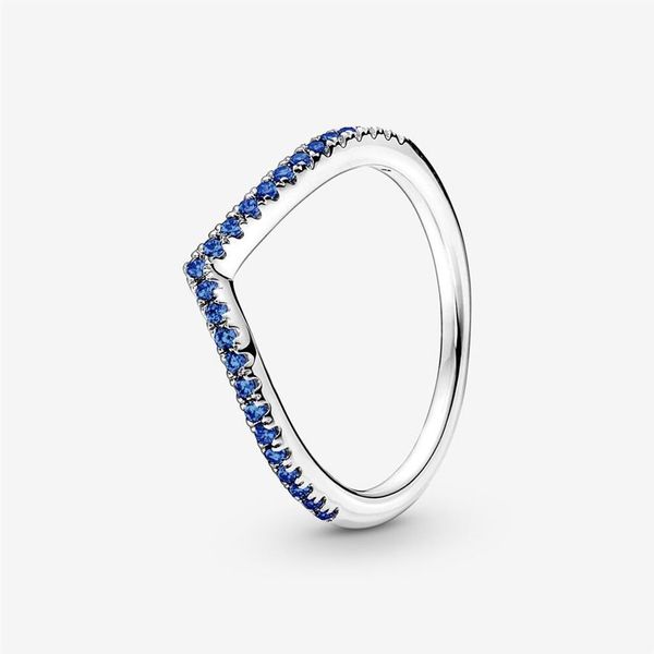 Anello blu scintillante di desiderio senza tempo dell'argento sterlina di 100% 925 per le donne Anelli di fidanzamento di nozze Gioielli di moda223r